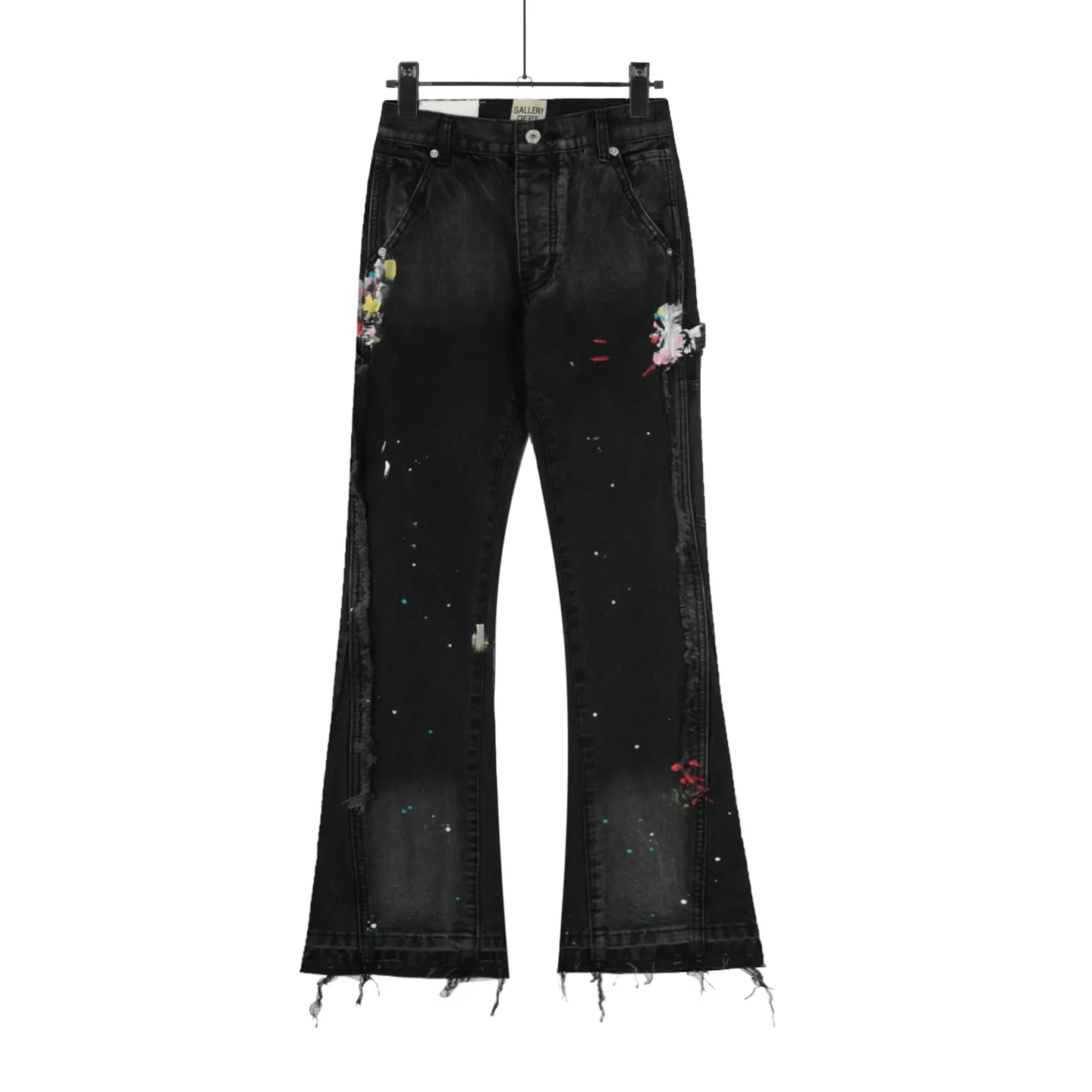 #8168 P250💰 GALLERY DEPT American retro splash-ink splicing micro-horn logging overalls raw edge jeans - Original purchase and pattern making to truly restore the ultimate texture of Vintage - Original hardware accessories, washed and other elevators, QR code analysis are all purchased from the original factory, high degree of restoration, welcome to compare with a certain product ~ - Three-dimensional version Loose and comfortable, not picky about the figure, taller and slimmer, factory Seiko, original factory quality control, same style for men and women, can be matched with couples Versatile recommendation: must-have jeans for all seasons Size: S-XXL (28-36)